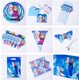 thumbnail image 4 of Decoración para fiesta de cumpleaños de Frozen de Disney, vajilla de Anna, Elsa, Reina de las Nieves, color rosa y azul, servilletas de papel, platos, vasos, baby shower para niños, 4 of 5