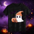 thumbnail image 4 of Kids Halloween Shirts Crew Neck Short Sleeve Halloween Tees Cute Ghost Print Casual Halloween Tops for Boys Girls Halloween Costume, 4 of 5