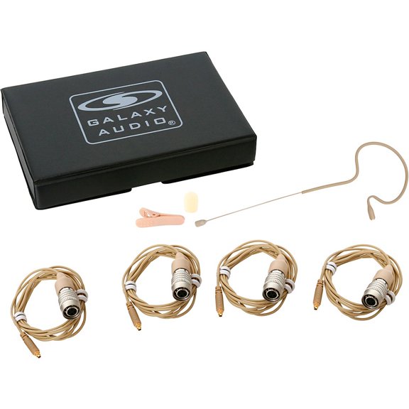 Galaxy Audio ESM4 Single-Ear Headset Mic With 4 Gen 1 cW Audio Technica Connector Cables, Windscreen, Clip and Case Beige