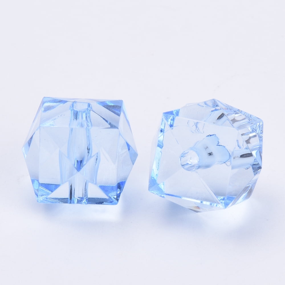 Transparent Acrylic Beads Faceted Cube Light Steel Blue 20x20x18mm Hole: 2.5mm about 120pcs/500g 500g