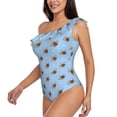 thumbnail image 3 of Yiaed Brown French Bulldog Print Women One Piece Swimsuits Tummy Control One Shoulder Bathing Suits Pattern Ruffle Swimwear-XX-Large, 3 of 8