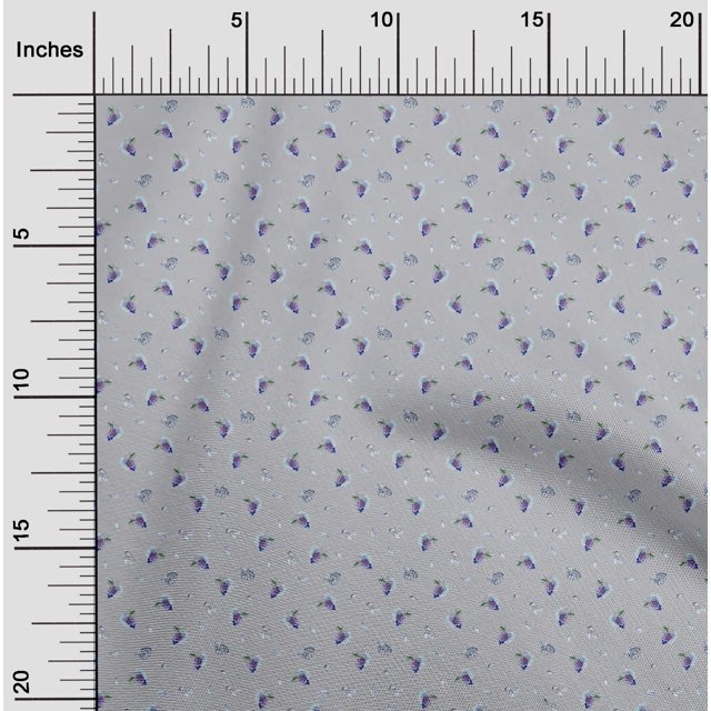 oneOone Tissu en Coton Cambric Feuilles & Raisins Imprimé Tissu au Mètre 56 Pouces de Large