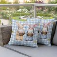 thumbnail image 4 of Happy Easter Gnome Pillow Covers 2 Pack Rabbit Ear Color Eggs Daisy Flower Blue Plaid Pillowcase Waterproof Outdoor Throw Pillow Cover for Patio Garden Square Cushion 24”x24”, 4 of 9