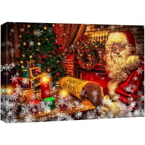 wall26 Canvas Print Wall Art Christmas Tree Lights Santa Claus Celebrations & Holidays Decorative Illustrations Modern Art Scenic Colorful Multicolor Warm for Living Room, Bedroom, Office - 16&qu