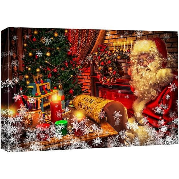 wall26 Canvas Print Wall Art Christmas Tree Lights Santa Claus Celebrations & Holidays Decorative Illustrations Modern Art Scenic Colorful Multicolor Warm for Living Room, Bedroom, Office - 16&qu