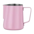 thumbnail image 1 of Jarra para espumar leche con boca puntiaguda de 600 ml, taza para espumar leche espesa de acero inoxidable para el hogar, color rosa, 1 of 5