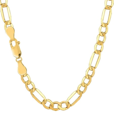 - Men's 10K Yellow Gold 5.4mm Hollow Figaro Link Chain Necklace 18