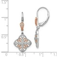 thumbnail image 2 of Real 14kt White Gold With Rose Rhodium Diamond Leverback Earrings; for Adults and Teens; for Women and Men, 2 of 2