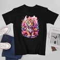 thumbnail image 3 of Cute Ccolorful Baby Tiger Tshirt Short Sleeve Lovely Baby Tiger With Flower Girl Woman Tee Top, 3 of 4