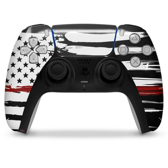 WraptorSkinz Skin Wrap compatible with the Sony PS5 DualSense Controller Brushed USA American Flag Red Line (CONTROLLER NOT INCLUDED)