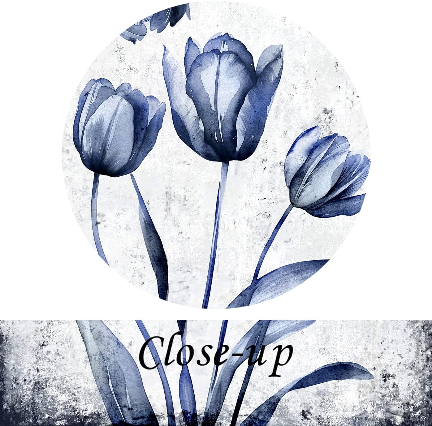 KREATIVE ARTS 3 Pieces Canvas Wall Art Navy Blue and Grey Flower Painting Art Prints Vintage Floral Picture Artwork Modern Bedroom Bathroom Wall Decor Framed Ready to Hang Each Panel 12x16 Inches