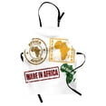 thumbnail image 1 of African Apron Set of Grunge Rubber Stamps "Made in Africa" Quote Inside Authentic Labels Theme, Unisex Kitchen Bib Apron with Adjustable Neck for Cooking Baking Gardening, Yellow Red, by Ambesonne, 1 of 3