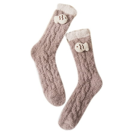

Women Winter Coral Velvet Fuzzy Warm Slipper Socks Cute Cartoon 3D Stuffed for Doll Cable Knit Twist Braided Pattern Fluffy Plush Floor Sleep Hosiery