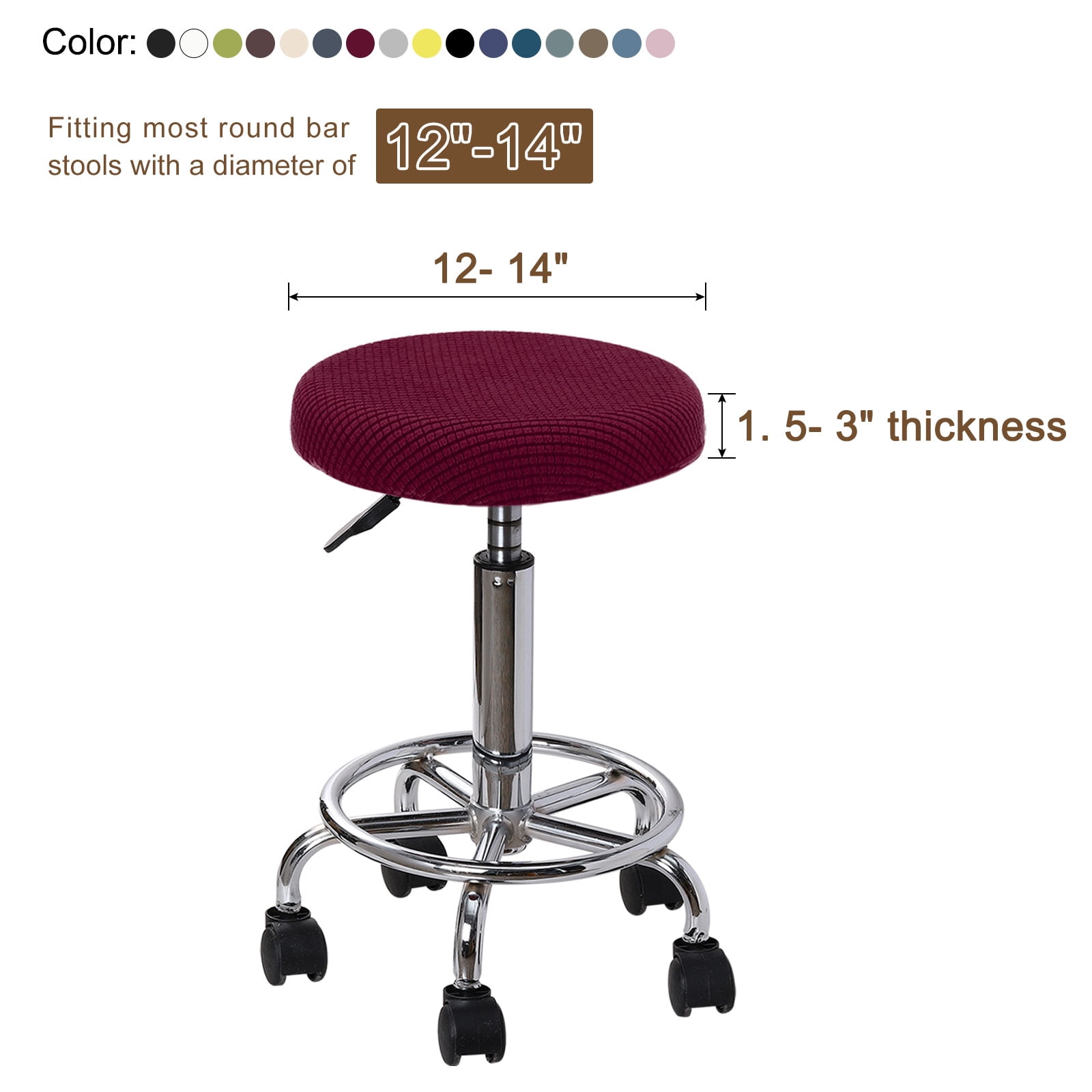 Unique Bargains Upgraded Round Bar Stool Covers for Chairs and Stools with Elastic Khaki