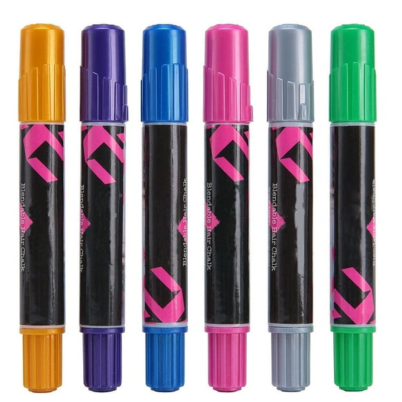 EeaseMX Juego de 6 tizas portátiles para teñir el cabello con purpurina metálica y herramienta temporal para teñir el cabello. Ideal para todo tipo de cabello.