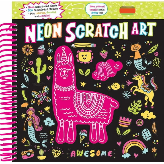 EDITORS OF SILVER DOLPHIN: Neon Scratch Art, 64 pages (Spiral-Bound)