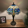 thumbnail image 5 of Tiffany Table Lamp Dragonfly Blue Stained Glass Included LED Bulbs for Living Room Bedroom Bedside 12"W*12"D*22"H, 5 of 8