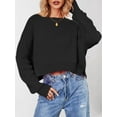 thumbnail image 2 of Women'S Oversized Batwing Sweaters 2025 Fall Outfits Trendy Crewneck Knit Side Slit Fashion Pullover Tops Black L, 2 of 5