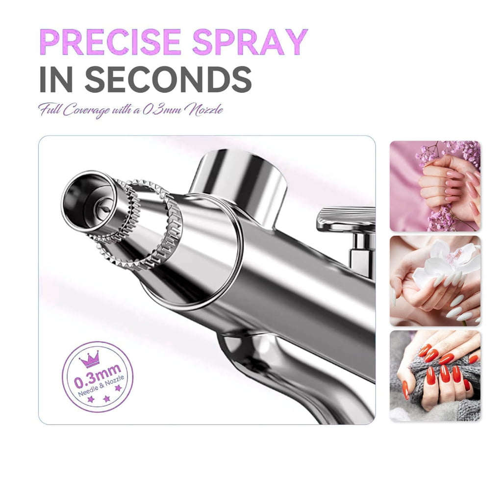 Zeiwohndc Professional Nail Airbrush Sprayer 0.3mm Nozzle 3 Pressure Setting USB C