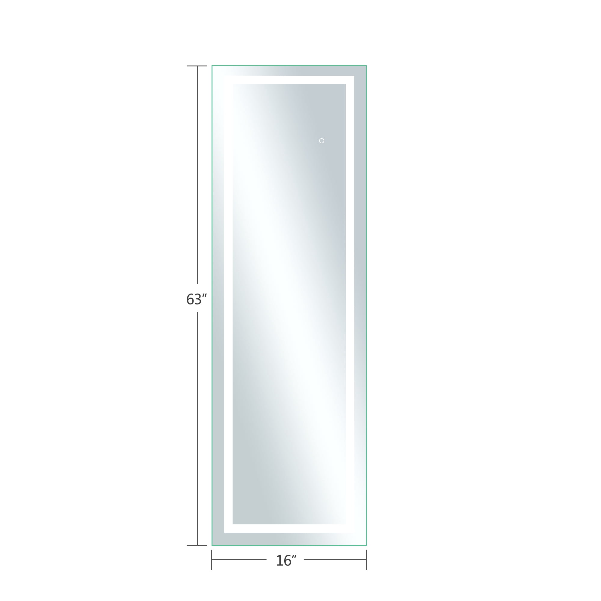 LED Full-Length Mirror Standing Mirror 63"x16",White