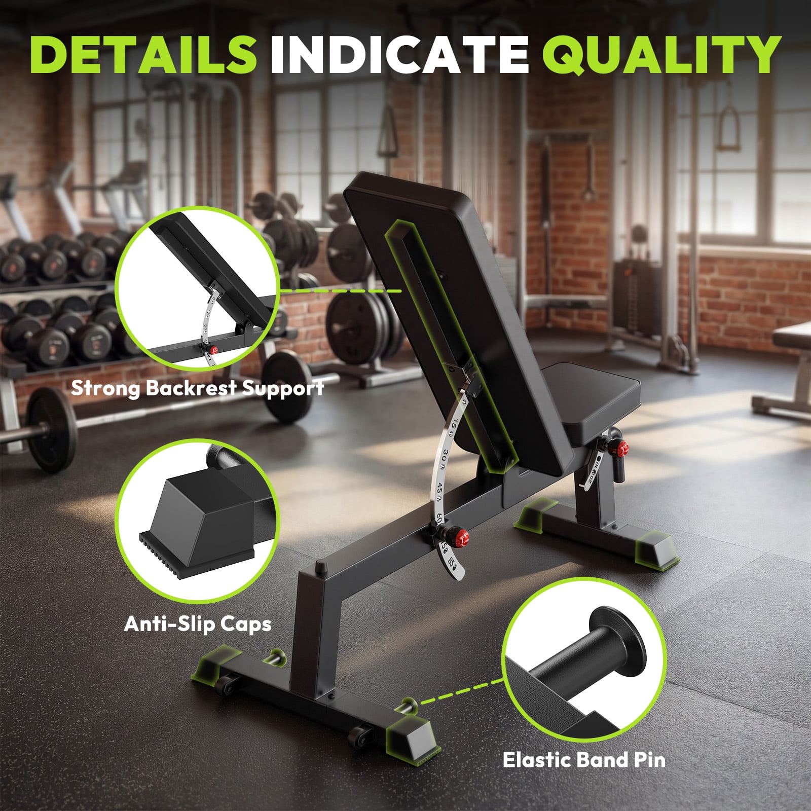 HANDBODE Adjustable Weight Bench for Full Body Workout, 1300 LBS Weight Capacity Bench Press with Secure Hand Grip, Incline Upright Flat Utility Workout Bench with Fast Adjustment for Home Gym Streng
