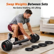 Adjustable Dumbbells, 20lbs Free Weight Set with Connector, 4 in1 Dumbbells Set as Barbell, Kettlebells, Push up Stand, Fitness Exercises for Home Gym Suitable Men/Women