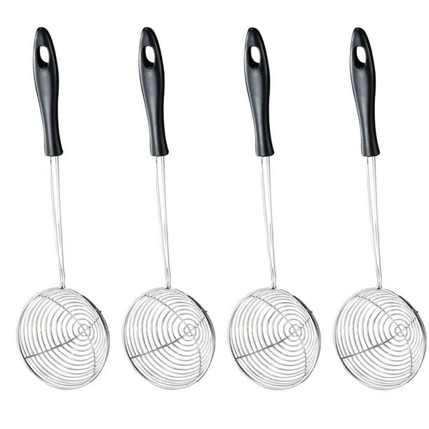 4 coladores de acero inoxidable para el hogar, coladores para ollas calientes de cocina (negros)