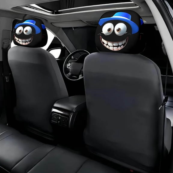 Aurorax Headrest Covers Vehicle Funny Emoticons 2 Pack,Headrest Covers with Faces,Universal Headrest Protector for Car Interior Decoration Truck SUV Vehicle