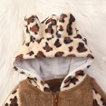 thumbnail image 6 of Baby Boy Girls Winter Warm Rompers Unisex Newborn Fleece Outfits Bodysuits Toddler Baby Boys Girls Leopard Plush Cute Bear Ears Winter Thick Keep Warm Jumpsuit Romper Khaki 12-18 Months, 6 of 7