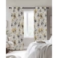 thumbnail image 2 of Gray Beige Floral Blackout Curtains for Bedroom, Spring Modern Botanical Flowers Blossom Room Darkening Window Drapes for Living Room, Thermal Insulated Grommet Curtains, 27.5x39 inch, 2 Panels, 2 of 9
