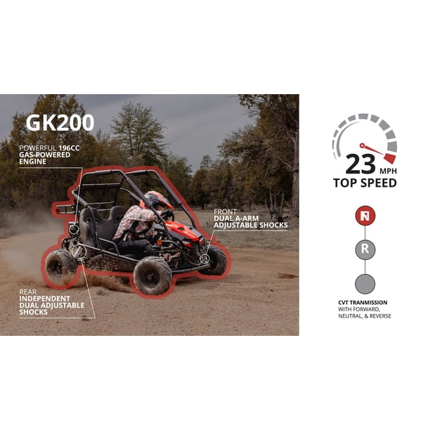 Coleman Powersports GK200 196cc Gas Powered Go-Kart, Two-Seater