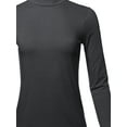 thumbnail image 4 of A2Y Women's Basic Solid Soft Cotton Long Sleeve Mock Neck Top Shirts Charcoal 3XL, 4 of 5