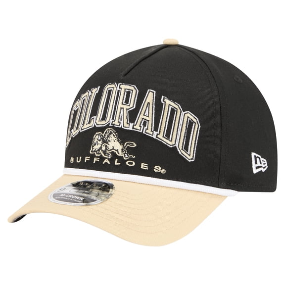 Men's New Era Black/Gold Colorado Buffaloes Arch Two-Tone Rope 9FORTY A-Frame M-Crown Adjustable Hat