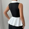 thumbnail image 4 of VtModv Women's Contrasting Blouses Button V-Neck Pullover Fashionable Tank Top Work Office Fashion Business Casual Outfits, 4 of 4