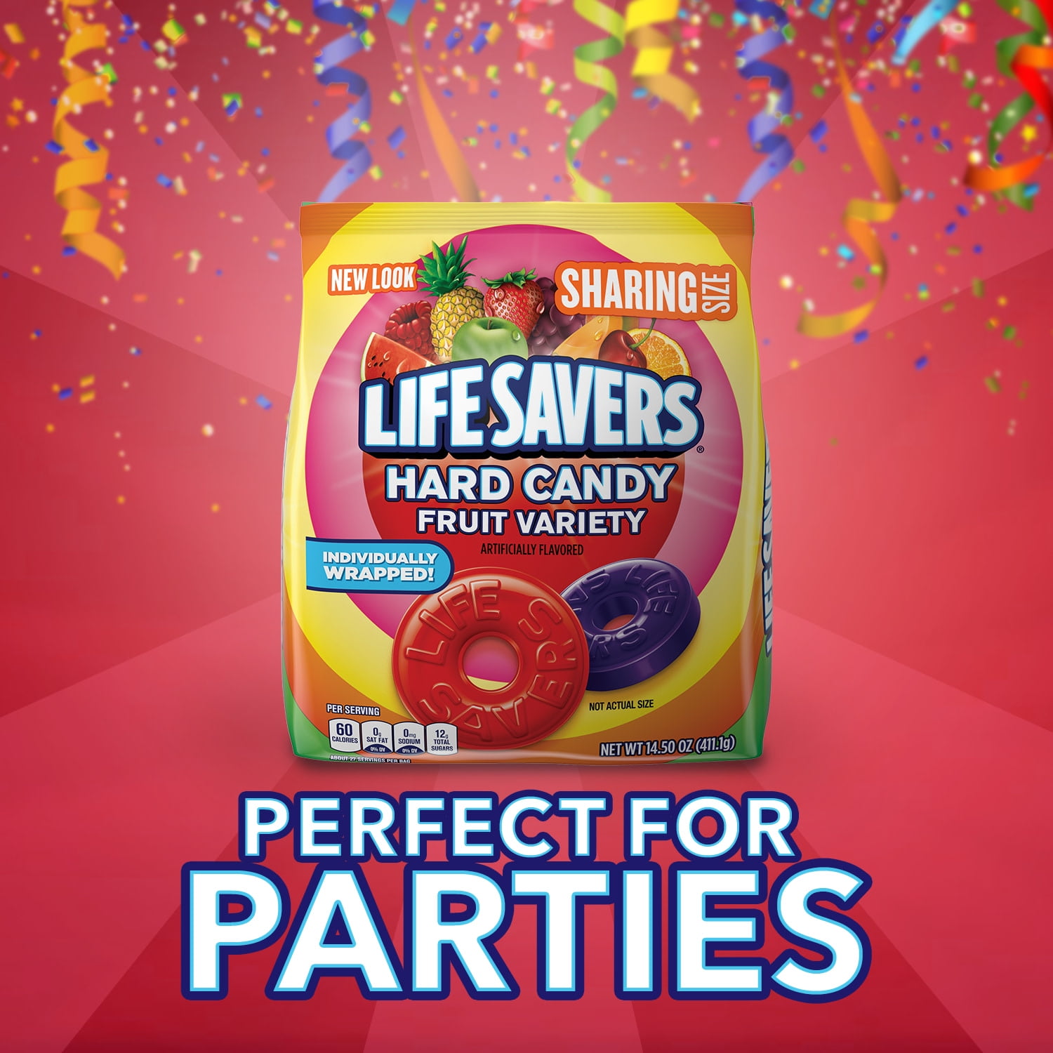 Life Savers Hard Candy Fruit Variety Candy Bag, Sharing Size, 14.5 oz, 108 Ct