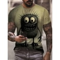 thumbnail image 3 of Camiseta de manga corta con cuello redondo y estampado gráfico de monstruo para hombre, ropa para hombre para verano, tejido de mezcla de poliéster suave y ligeramente elástico, 3 of 4