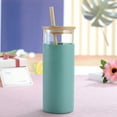 thumbnail image 6 of Hevirgo 20oz Single-Wall Tumbler Protective Sleeve Wood Lid Glass Cup Bottle with Straw, 6 of 8