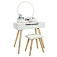 thumbnail image 2 of Ktaxon Vanity Table Set with Round Mirror & 4 Drawers Makeup Dressing Table with Cushioned Stool White, 2 of 6