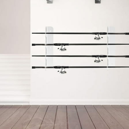 Pretyzoom 1Set Fishing Pole Holder White Wall Mounted Durable Rod Rack