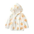thumbnail image 2 of Children's Sun Clothing Girls Boys Thin Breathable Coat Baby Sun Clothing Summer Children Sun Shirt Air Conditioning Shirt Cute Print Coat with Hood for Girls Orange 2-3 Years, 2 of 3