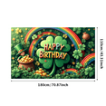 thumbnail image 3 of Green Shamrock Happy Birthday Banner with Rainbow Decoration for St Patrick's Day Celebration Party Photo Background, 3 of 8