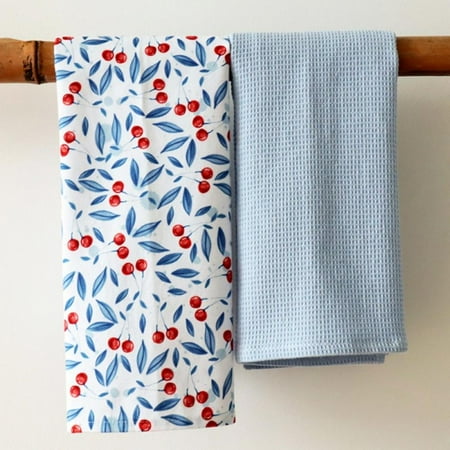 

Simple Cloth Soft and Absorbent Fabric Woven Dish Towels/Tea Towels Printing Napkins Pack of 2