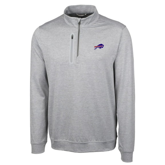 Men's Cutter & Buck Heathered Gray Buffalo Bills Big & Tall Stealth DryTec Quarter-Zip Pullover Jacket