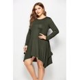 thumbnail image 4 of U.Vomade Women's Fall Plus Size Dress Solid Color Round Neck Long Sleeve Pocket Dress, 4 of 6