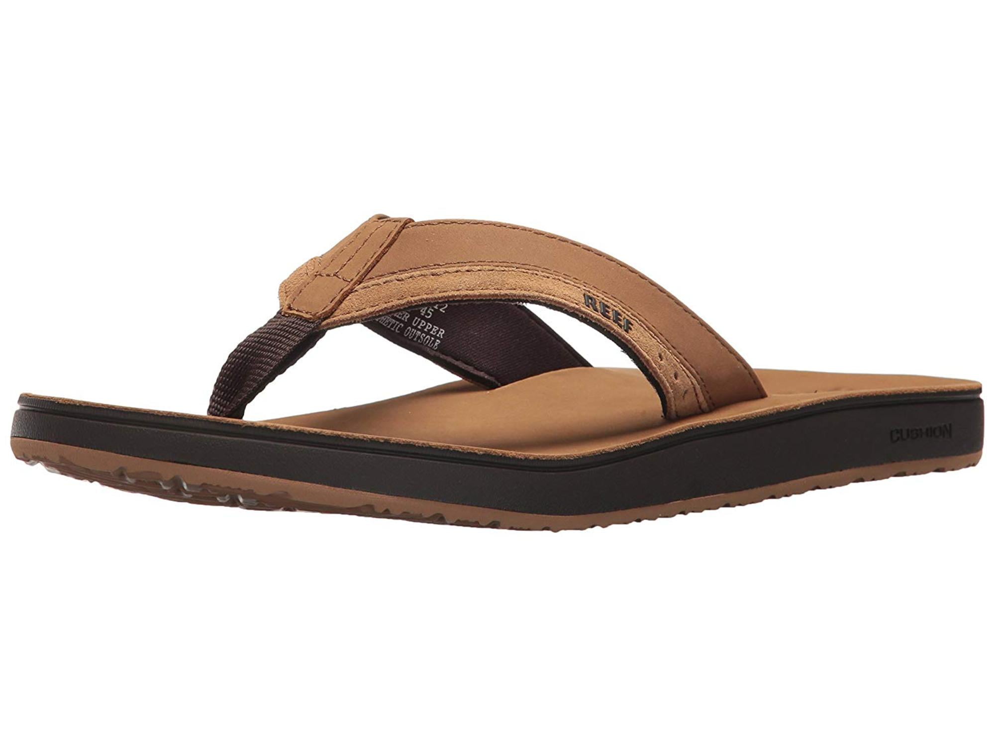 reef men's leather contoured cushion sandal