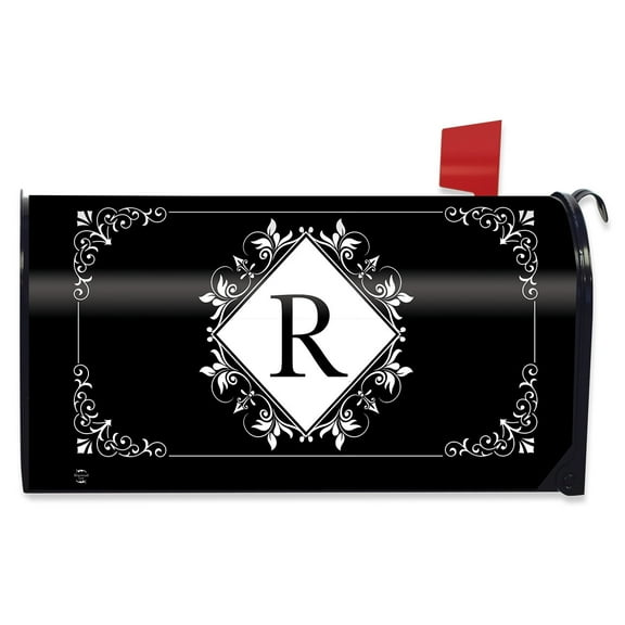 Briarwood Lane Black and White Monogram R Mailbox Cover