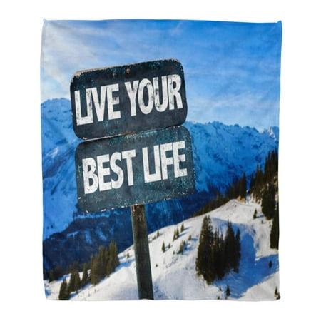 ASHLEIGH Throw Blanket Warm Cozy Print Flannel Happy Live Your Best Life Sign Winter Landscape on Healthy Comfortable Soft for Bed Sofa and Couch 58x80 (Best Astrological Sign In Bed)