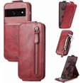 thumbnail image 2 of Zipper Wallet Case for Google Pixel 7 with Card Holder Slot, PU Leather Adjustable Kickstand Flip Handbag Phone Cover for Google Pixel 7 SDLL Red, 2 of 14
