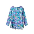 thumbnail image 2 of Swim 365 Women's Plus Size Split-Neck Long Sleeve Swim Tee With Built-In Bra, 2 of 6