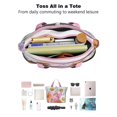 thumbnail image 4 of Tote Bag for Women - Pioneer Flower Shoulder Bag - Large Utility Work Duffle Bag with Zipper Handbag for Travel, Work, Sprots, 4 of 5